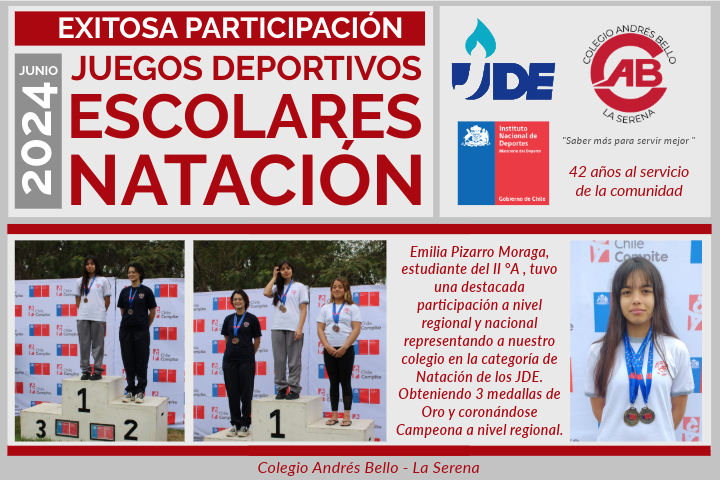 Destacada participación de  Alumna Andresiana en Juegos deportivos Escolares categoría Natación.