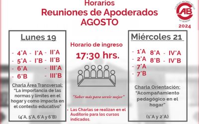 Distribución Reuniones de Apoderados  mes de Agosto