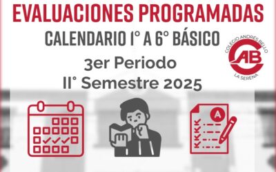 Calendario de evaluaciones II semestre año 2025 (1º A 6º Básico)