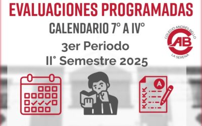 Calendario de evaluaciones II semestre año 2025 (7º A IVº Medio)