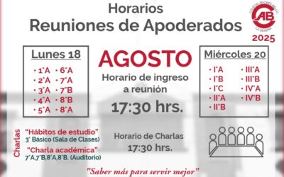 Distribución reuniones de apoderados mes de Agosto 2025