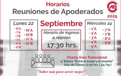 Distribución reuniones de apoderados mes de Septiembre 2025