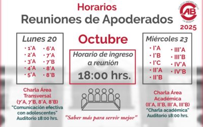 Distribución reuniones de apoderados mes de Octubre 2025