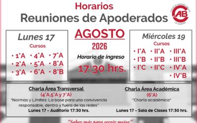 Distribución de Reuniones de Apoderados del mes de Agosto.
